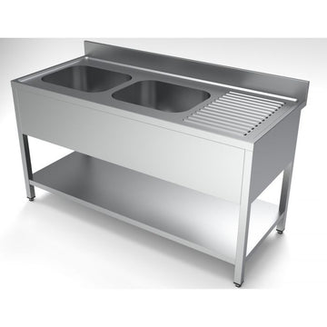 Spalator inox 1600 x 700 x H850mm. cu doua cuve 400 x 500 x 250