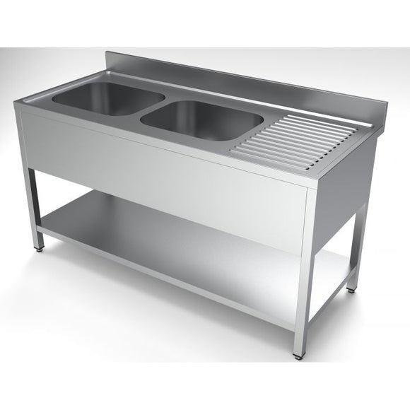 Spalator inox 1600 x 700 x H850mm. cu doua cuve 400 x 500 x 250