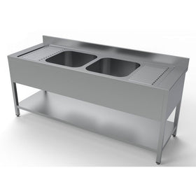 Spalator inox 2400 x 700 x H850mm. cu doua cuve 500 x 500 x 250