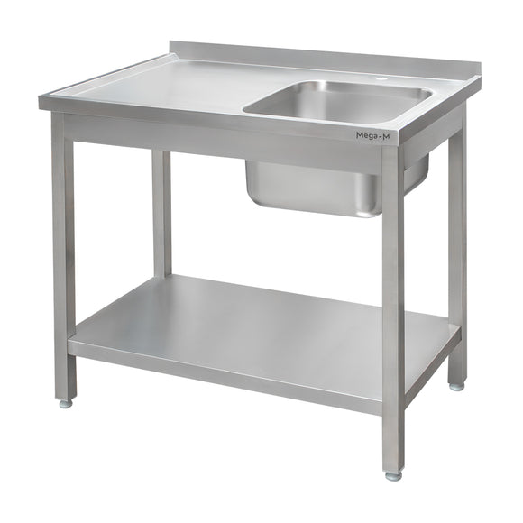 Spalator inox cu cuva de 40x40xH25 pe dreapta, polita 120x70xH85 cm