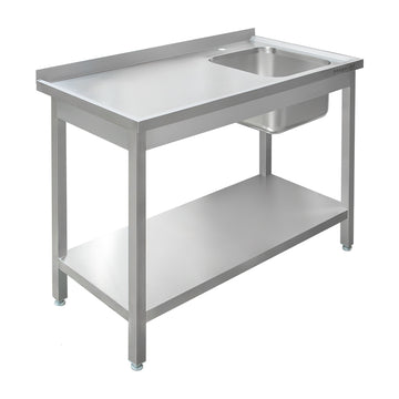 Spalator inox cu cuva de 40x40xH25 pe dreapta, polita 120x70xH85 cm