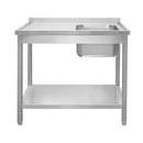 Spalator inox cu cuva de 40x40xH25 pe dreapta, polita 120x70xH85 cm