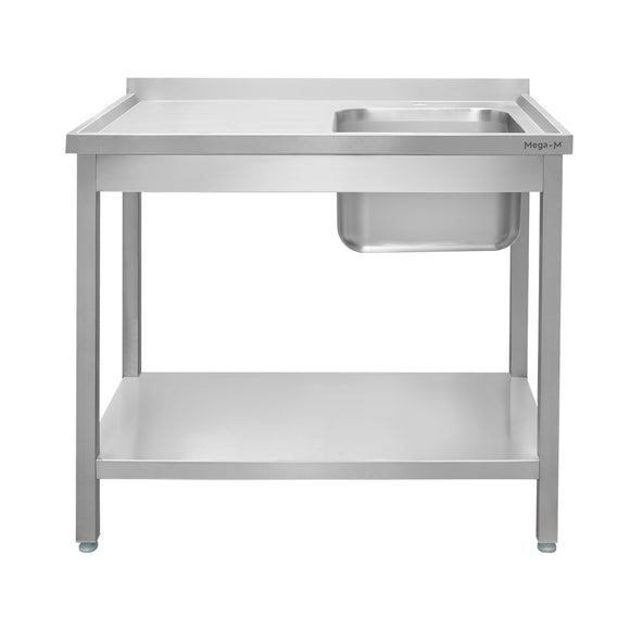 Spalator inox cu cuva de 40x40xH25 pe dreapta, polita 120x70xH85 cm