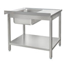 Spalator inox cu cuva de 40x40xH25 pe partea dreapta, polita 100x60xH85 cm Spalator inox sudat cu cuva
