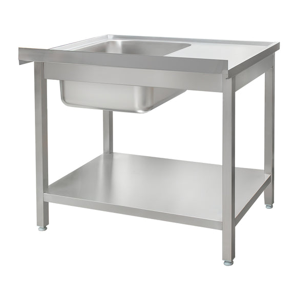 Spalator inox cu cuva de 40x40xH25 pe partea dreapta, polita 100x60xH85 cm Spalator inox sudat cu cuva