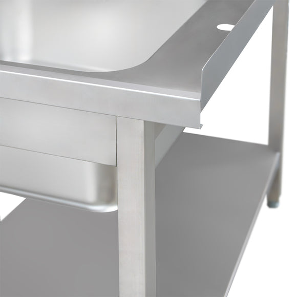 Spalator inox cu cuva de 40x40xH25 pe partea dreapta, polita 100x60xH85 cm Spalator inox sudat cu cuva