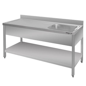 Spalator inox cu cuva de 40x40xH25 pe partea dreapta, polita 160x70xH85 cm