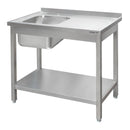 Spalator inox cu cuva de 40x40xH25 pe stanga, polita 120x60xH85 cm