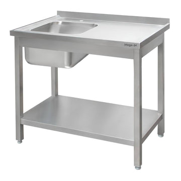 Spalator inox cu cuva de 40x40xH25 pe stanga, polita 120x60xH85 cm