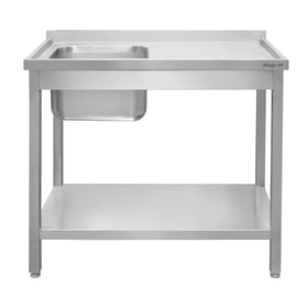 Spalator inox cu cuva de 40x40xH25 pe stanga, polita 120x60xH85 cm
