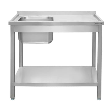 Spalator inox cu cuva de 40x40xH25 pe stanga, polita 120x60xH85 cm