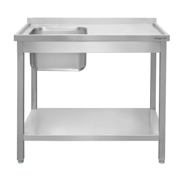 Spalator inox cu cuva de 40x40xH25 pe stanga, polita 120x60xH85 cm
