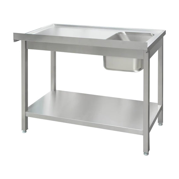 Spalator inox cu cuva de 40x40xH25 pe stanga, polita 120x60xH85 cm
