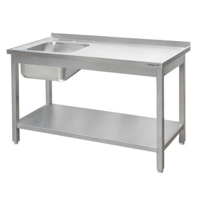 Spalator inox cu cuva de 40x40xH25 pe stanga, polita 180x60xH85 cm