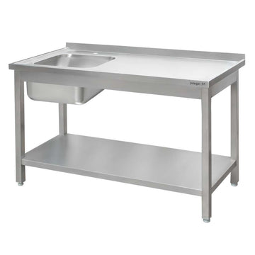 Spalator inox cu cuva de 40x40xH25 pe stanga, polita 180x60xH85 cm
