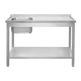 Spalator inox cu cuva de 40x40xH25 pe stanga, polita 180x60xH85 cm