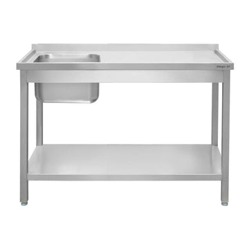 Spalator inox cu cuva de 40x40xH25 pe stanga, polita 180x60xH85 cm