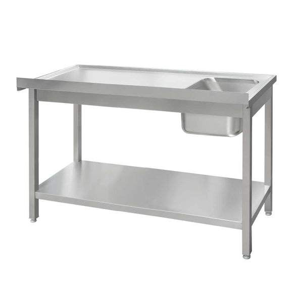 Spalator inox cu cuva de 40x40xH25 pe stanga, polita 180x60xH85 cm