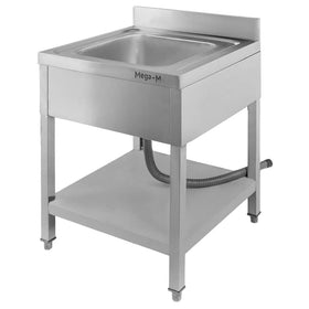 Spalator inox cu o cuva de 40x50xH25, polita, 60x70xH85 cm