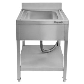 Spalator inox cu o cuva de 40x50xH25, polita, 60x70xH85 cm