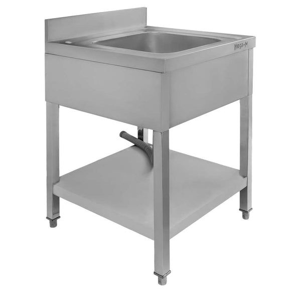 Spalator inox cu o cuva de 40x50xH25, polita, 60x70xH85 cm