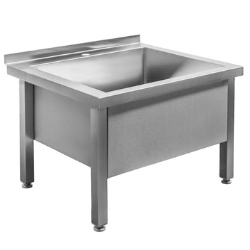 Spalator inox de podea pentru vase mari, 70x60x50 cm, 1 cuva 59x59xH30 Bazin gastronomic sudat cu o