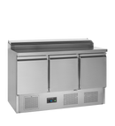 Masă preparare sandvișuri inox SS1435, 320 l, +2/+10°C, 3 uși Tefcold – masă de lucru frigorifică inox pentru bucătărie profesională restaurant
