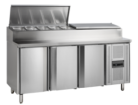 SS7300-SS304, 407 l, 2 to 10 C, 3 uși cu balama autoînchizătoare, Ventilat, 300 W, Gama de mese de preparare