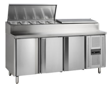 Saladeta frigorifica inox, 407 l, +2/+10C, 3 usi Tefcold – saladeta frigorifica inox pentru bucatarie profesionala si preparare salate