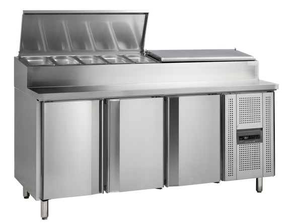 Saladeta frigorifica inox, 407 l, +2/+10C, 3 usi Tefcold – saladeta frigorifica inox pentru bucatarie profesionala si preparare salate