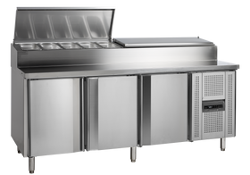 SS8300-SS304, 497 l, 2 la 10, 3 uși cu balama autoînchizătoare, Ventilat, 300 W, Gama de mese de preparare