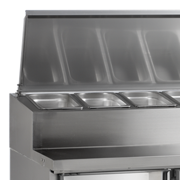 Saladeta frigorifica inox 497 l vedere laterala Tefcold – saladeta frigorifica inox pentru bucatarie profesionala si preparare salate