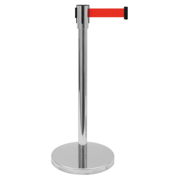 Stalpisor delimitare inox cu banda rosie 20 cm. Sistem complet 1 suport cu