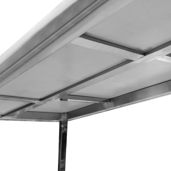 Masa inox preparare carne cu blat polietilena + inox, 100 x 700 x H850 mm, cu polita