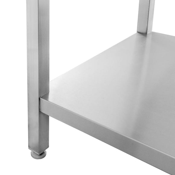 Masa inox 200x70xH85 cm, cu inaltator la peret si 1 polita - imbinari sudate