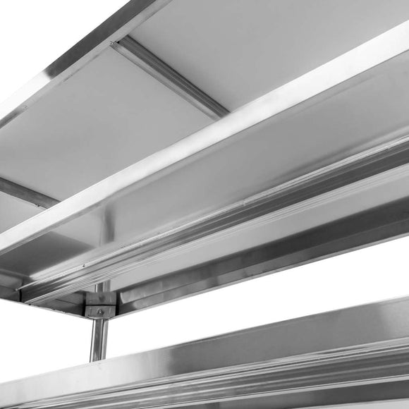 Masa inox 150x60xH85 cm, cu 2 polite