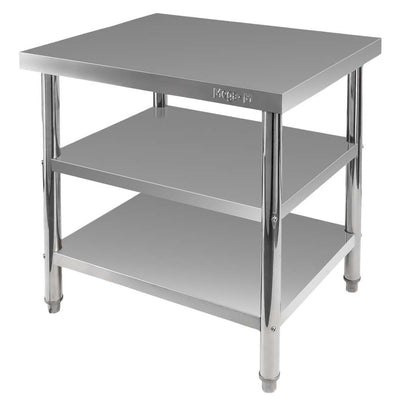 Masa inox 80x60xH85 cm, cu 2 polite