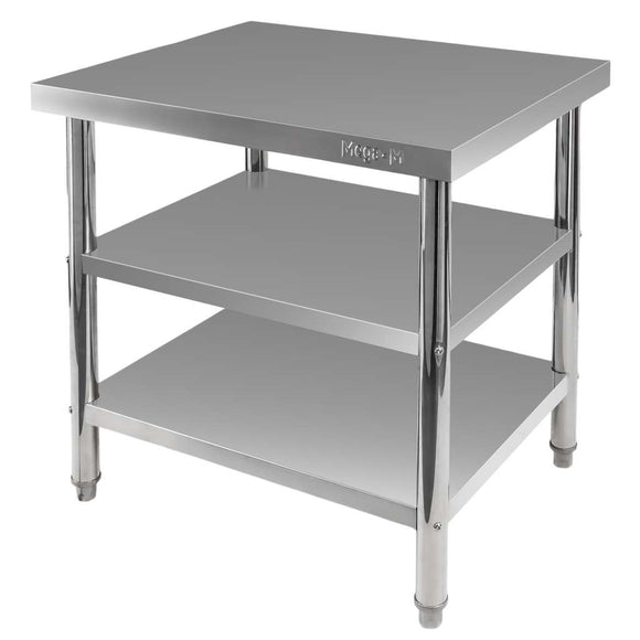 Masa inox 80x70xH85 cm, cu 2 polite