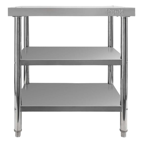 Masa inox 80x70xH85 cm, cu 2 polite