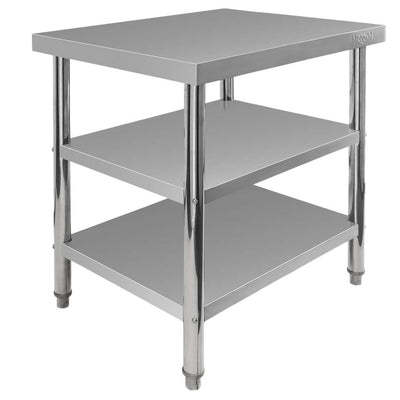 Masa inox 80x60xH85 cm, cu 2 polite - 0