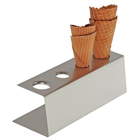 Suport cornete de inghetata din inox cu 4 orificii, 27x9.5x9cm Suport din inox pentru cornete