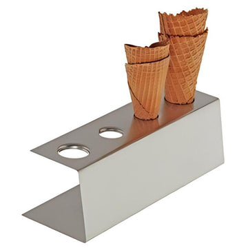 Suport cornete de inghetata din inox cu 4 orificii, 27x9.5x9cm Suport din inox pentru cornete