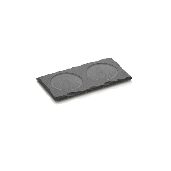 Suport pentru rasnite cu 2 locasuri, 16 x 8 x 1 cm, ardezie naturala