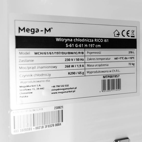 Vitrina frigorifica 1 usa 370L RICO i61 iluminare LED plafon superior publicitar iluminat Dulap frigorific cu 1 usa