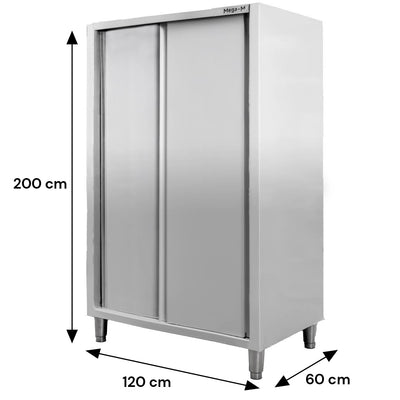 Dulap depozitare inox, 2 usi culisante, 120x60x200 cm - 0