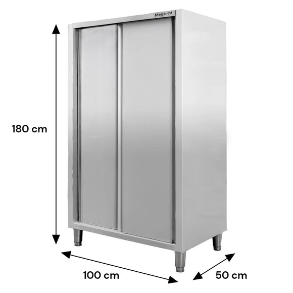 Dulap gastronomic de trecere 2 usi 100x50x180 cm inox