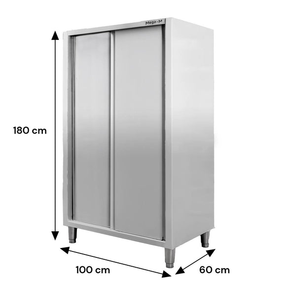 Dulap depozitare inox, 2 usi culisante, 100x60x180 cm