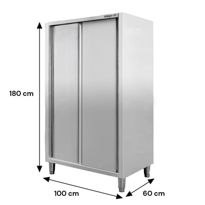 Dulap gastronomic pasant 2 usi 100x60x180 cm inox - 0