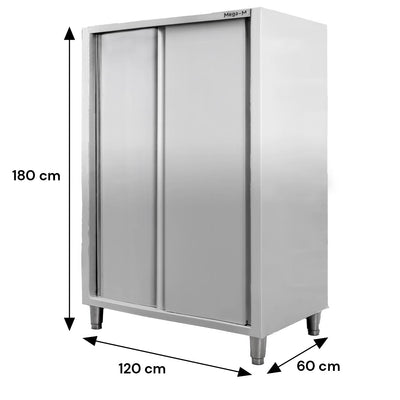 Dulap depozitare inox, 2 usi culisante, 120x60x180 cm - 0