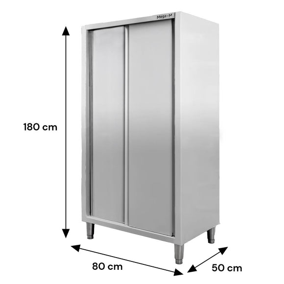 Dulap gastronomic de trecere 2 usi 80x50x180 cm inox